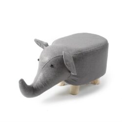 Pouf elefantino in legno e tessuto