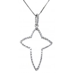 Ciondolo Donna Croce Luminosa in Oro 750 e Zirconi