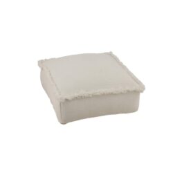 Pouf quadrato frange cotone avorio