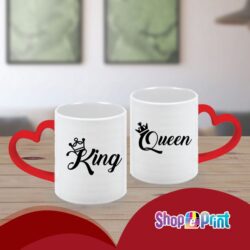 Coppia Tazze “King & Queen” con manico a cuore