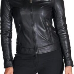 Giacca di pelle donna nera