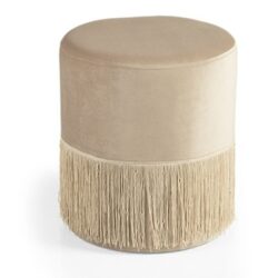 Pouf con frange in velluto