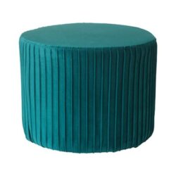 Pouf in velluto plissettato blu