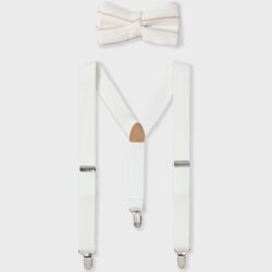 Set di Bretelle e Papillon Bianco con Dettagli Dorati sarabanda