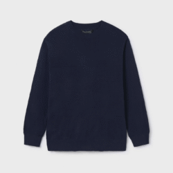 Maglioncino girocollo blu, cotone primaverile.