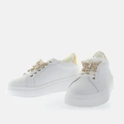 Sneakers Donna gioiello farfalla strass bianco
