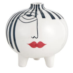 Vaso Pop volto donna con labbra rosse e capelli neri