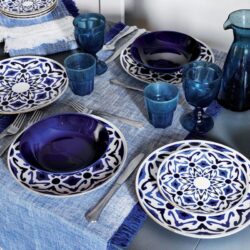 Tovaglia rettangolare Volterra blu mare cm140x180 Tognana