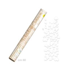 cannone spara coriandoli cuori bianchi 60 cm