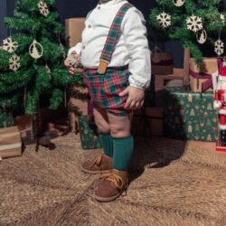 Completo Salopette Neonato Scozzese