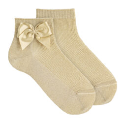 Calzino Neonata Bambina Lurex con Fiocco Oro