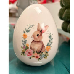 uovo ceramica decoro coniglio d 7 h 9 cm